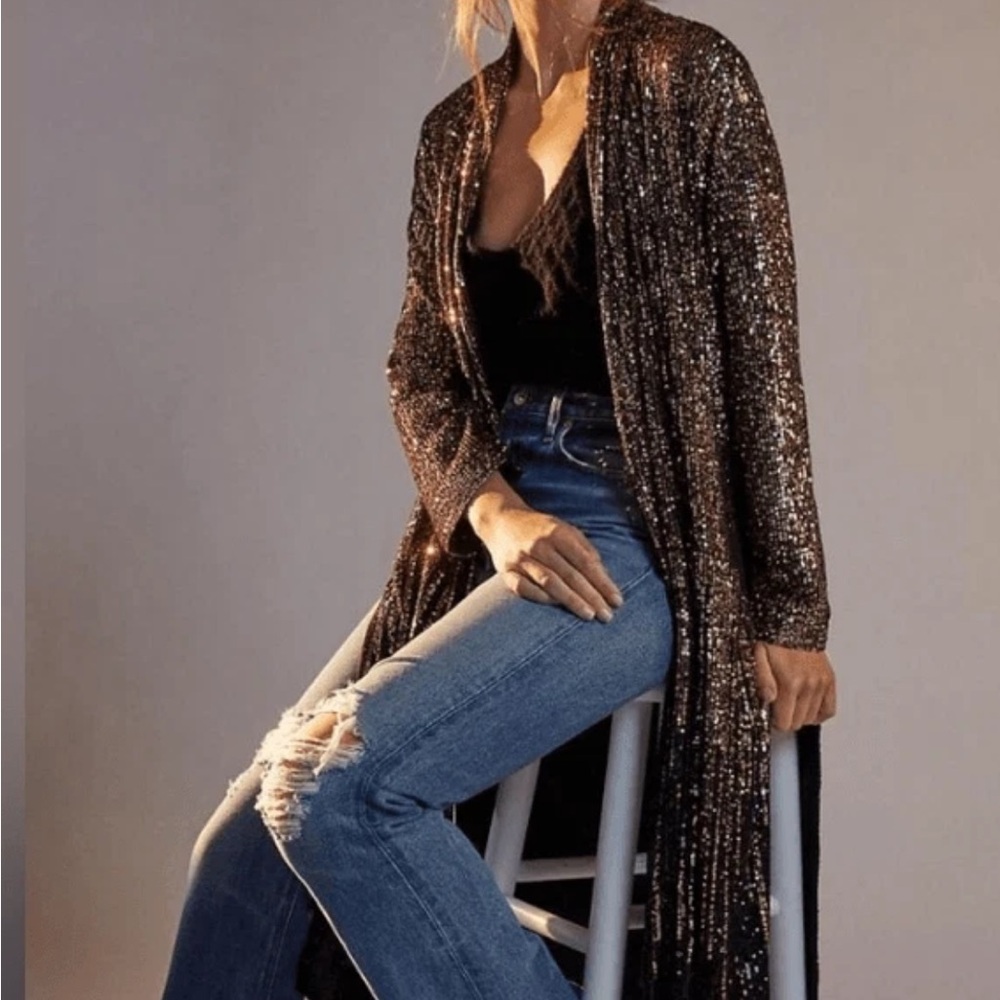 BB Dakota Black and Gold Sequin Jacket
